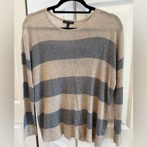 Eileen Fisher Men's Long Sleeve Shirt in Gray and Cream Stripes